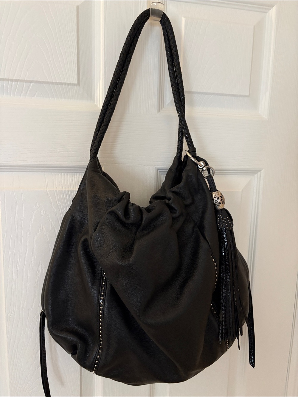 Brighton Femme Fatal Greta Garbo Hobo Shoulder Bag with Tassel Accent